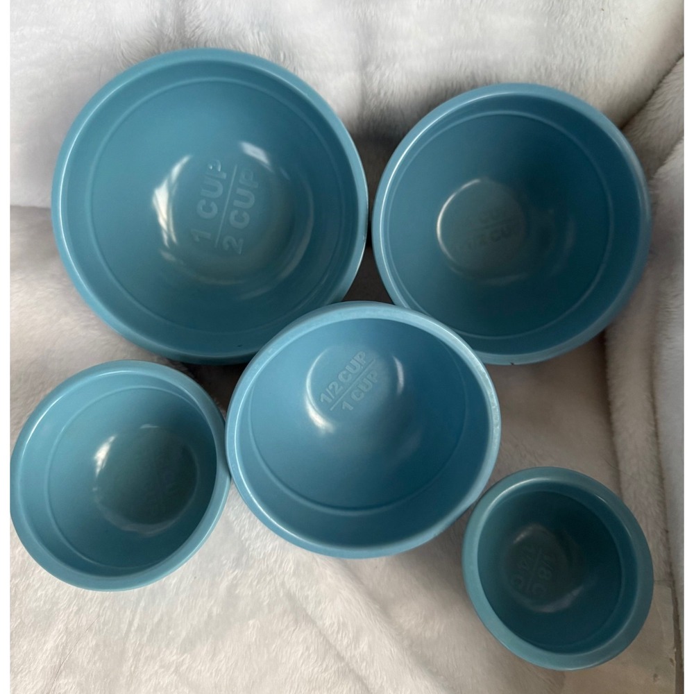 Melmac stacking food prep bowls, set of 5 in Robin's Nest Blue
